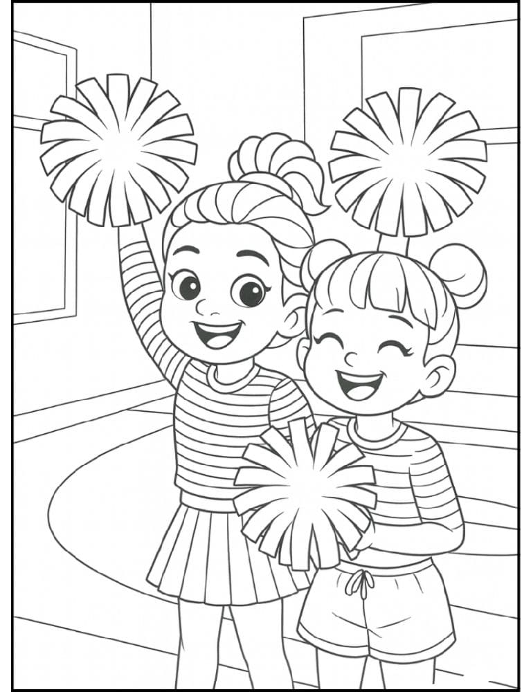 Free Printable Cheerleading Coloring Pages for Kids Cheer Colouring Book Chearleader Printout friends practice