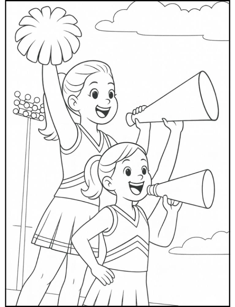 Free Printable Cheerleading Coloring Pages for Kids Cheer Colouring Book Chearleader Printout megaphone football