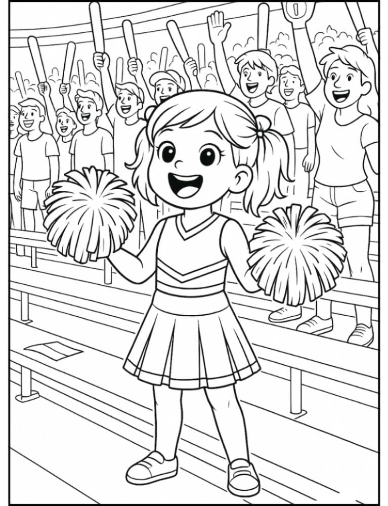 Free Printable Cheerleading Coloring Pages for Kids Cheer Colouring Book Chearleader Printout pompom crowd