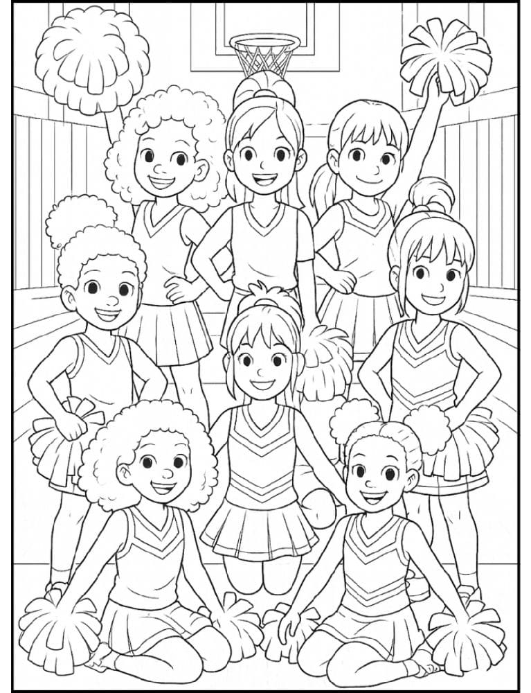 Free Printable Cheerleading Coloring Pages for Kids Cheer Colouring Book Chearleader Printout squad diverse diversity