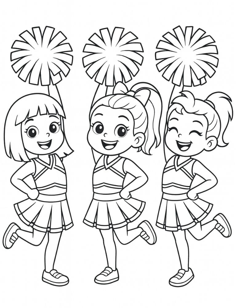 Free Printable Cheerleading Coloring Pages for Kids Cheer Colouring Book Chearleader Printout squad pom pom