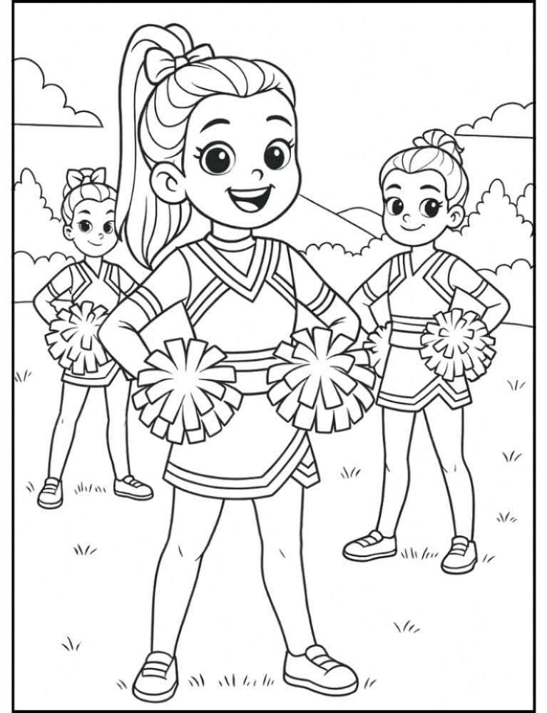 Free Printable Cheerleading Coloring Pages for Kids Cheer Colouring Book Chearleader Printout squad team