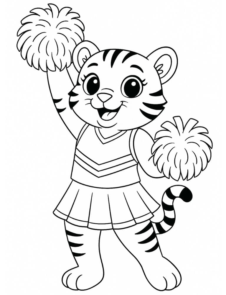 Free Printable Cheerleading Coloring Pages for Kids Cheer Colouring Book Chearleader Printout tigers