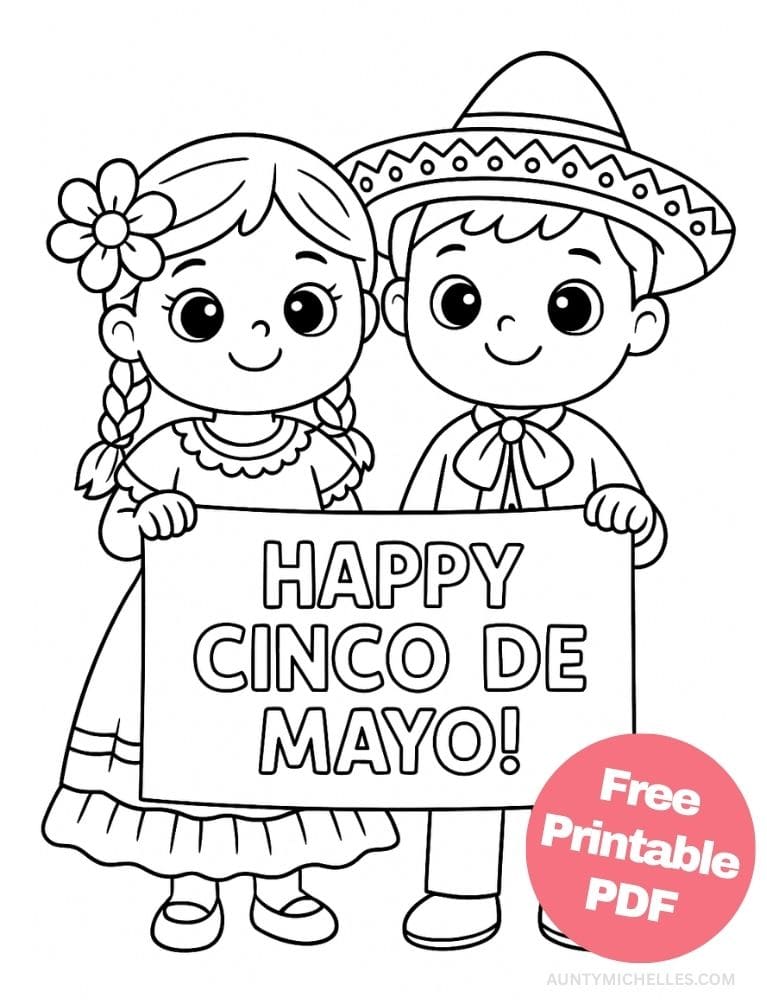 Free Printable Cinco de Mayo Coloring Pages for Kids Inclusive Colouring Book Printout Mexican heritage festival