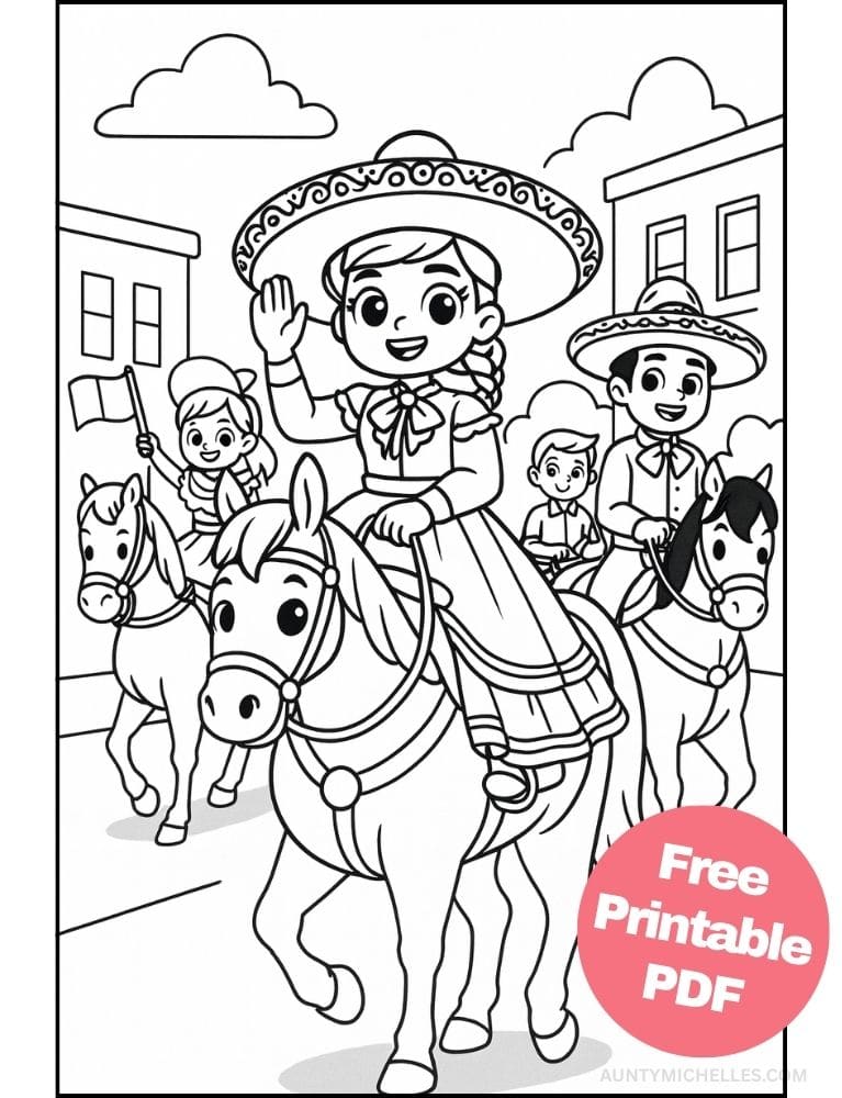 Free Printable Cinco de Mayo Coloring Pages for Kids Inclusive Colouring Book Printout Mexican independence day parade