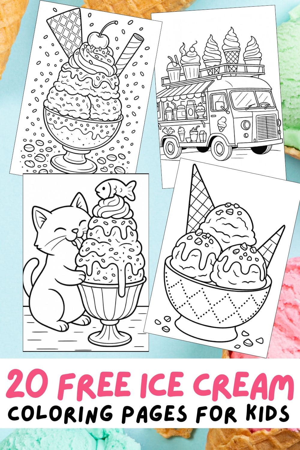 Free Printable Ice Cream Coloring Pages for Kids - Aunty Michelle's