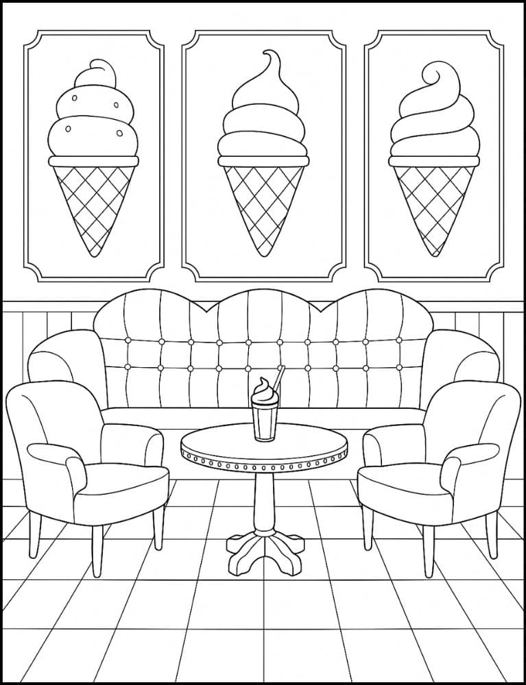 Free Printable Ice Cream Coloring Pages for Kids Summer Colouring Book Printout parlor shop