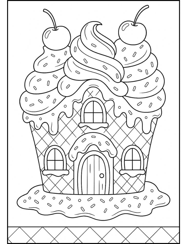 Free Printable Ice Cream Coloring Pages for Kids Summer Colouring Book Printout sundae house