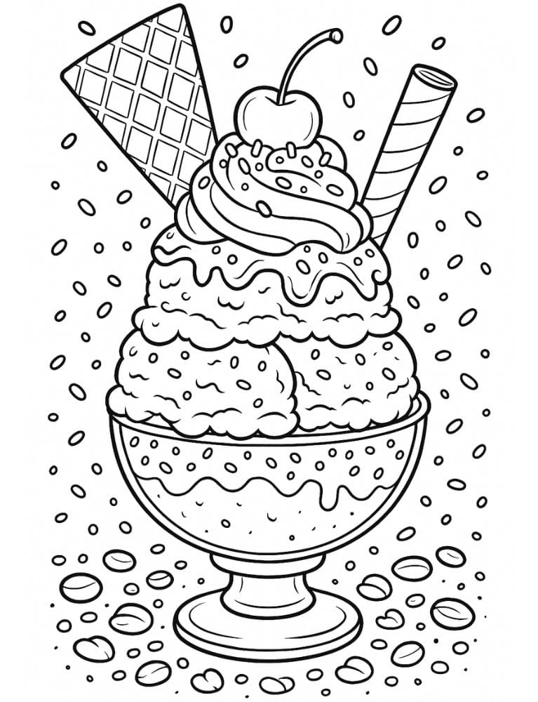 Free Printable Ice Cream Coloring Pages for Kids Summer Colouring Book Printout sundae