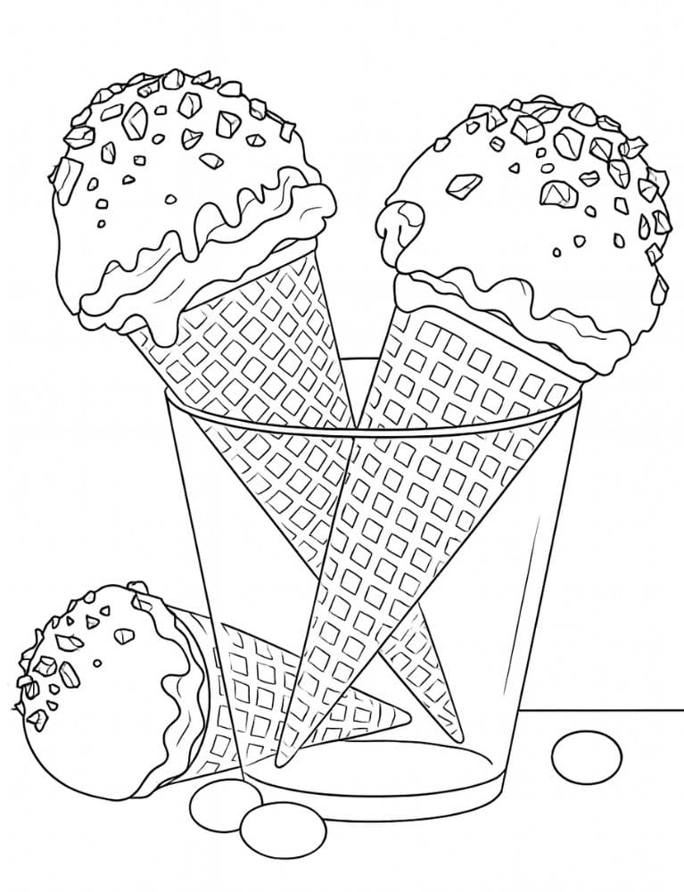 Free Printable Ice Cream Coloring Pages for Kids Summer Colouring Book Printout waffle cone