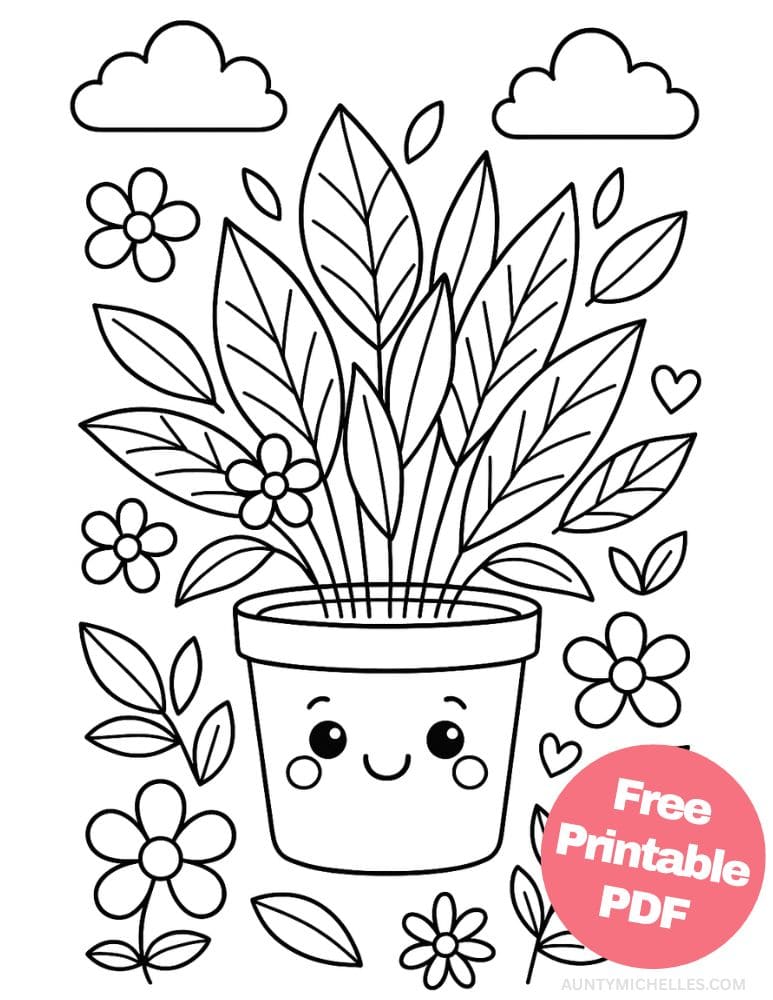 Free Printable Plant Coloring Pages for Kids Nature Colouring Book Printout cute easy smiling