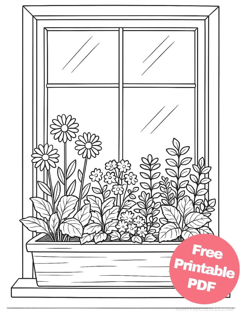 Free Printable Plant Coloring Pages for Kids Nature Colouring Book Printout flower window box