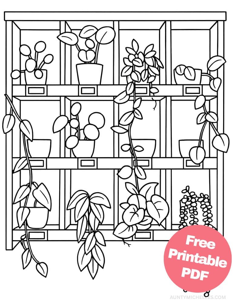 Free Printable Plant Coloring Pages for Kids Nature Colouring Book Printout shelf of plants