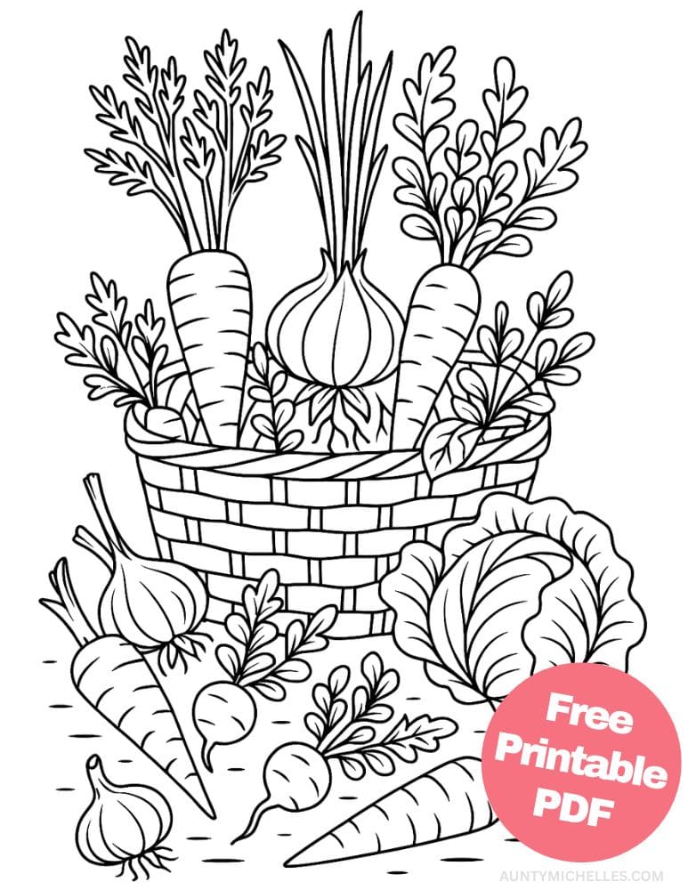 Free Printable Plant Coloring Pages for Kids Nature Colouring Book Printout vegetable basket