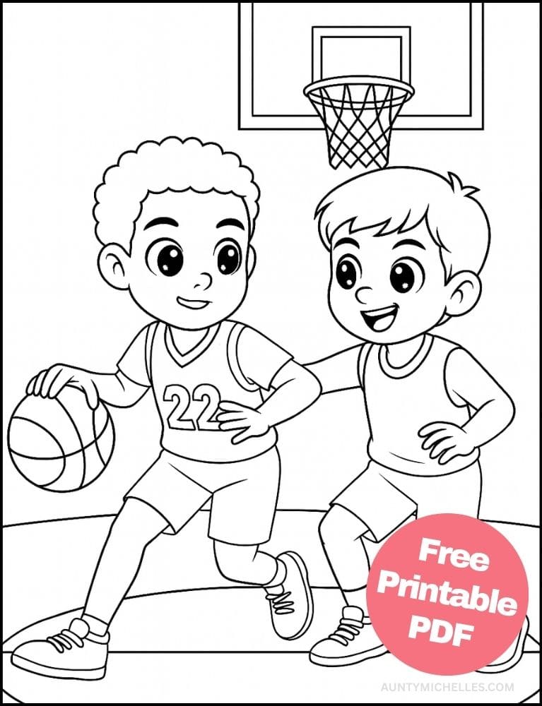 Free Printable Basketball Coloring Pages for Kids Sports Colouring Book Printout diverse boys mens hoop
