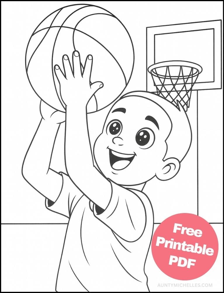 Free Printable Basketball Coloring Pages for Kids Sports Colouring Book Printout freethrow shooting three pointer