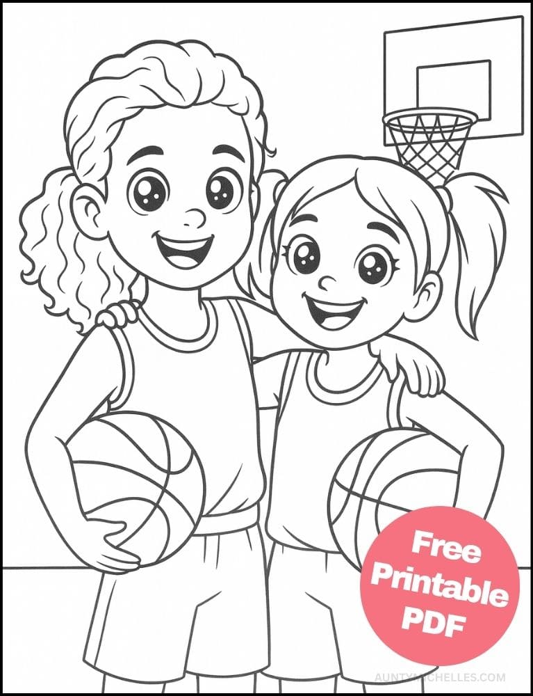 Free Printable Basketball Coloring Pages for Kids Sports Colouring Book Printout girls team jersey