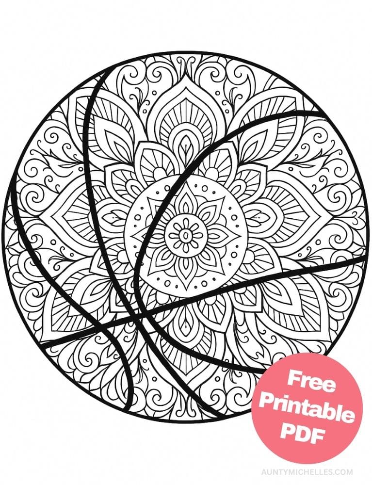 Free Printable Basketball Coloring Pages for Kids Sports Colouring Book Printout mandala ball