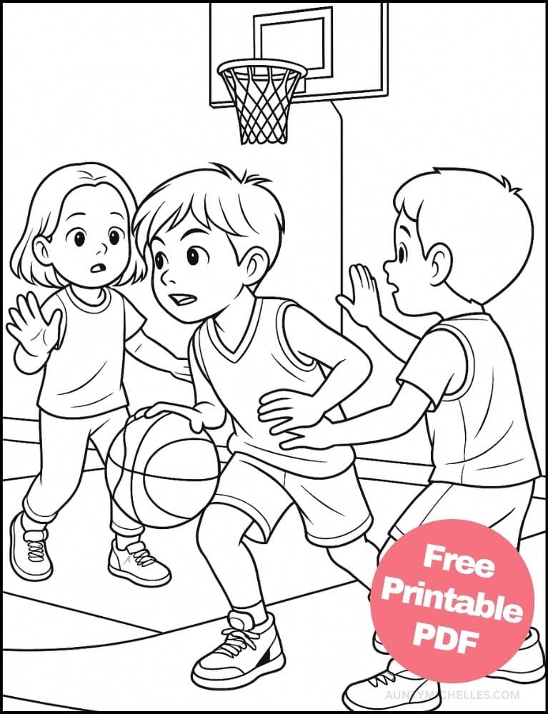 Free Printable Basketball Coloring Pages for Kids Sports Colouring Book Printout offense defense boys girls