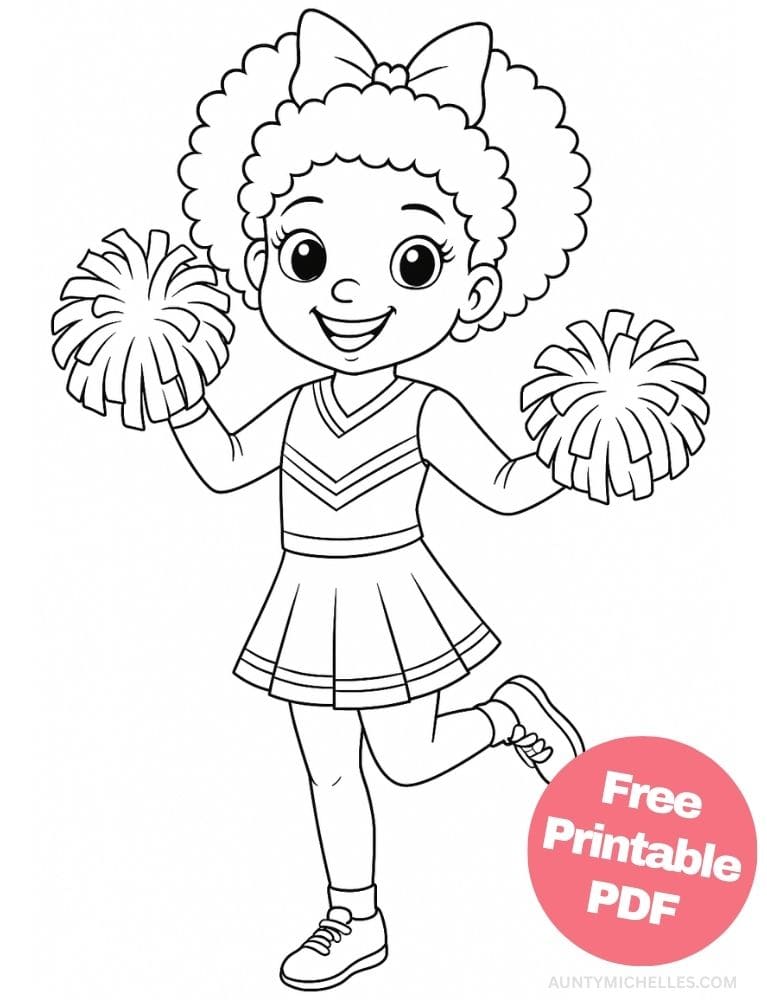 Free Printable Cheerleading Coloring Pages for Kids Cheer Colouring Book Chearleader Printout black diversity african