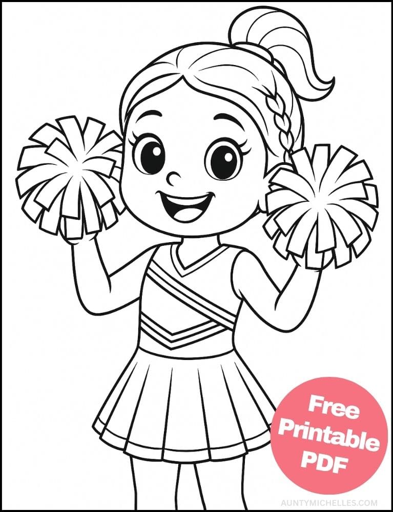 Free Printable Cheerleading Coloring Pages for Kids Cheer Colouring Book Chearleader Printout cute pompom