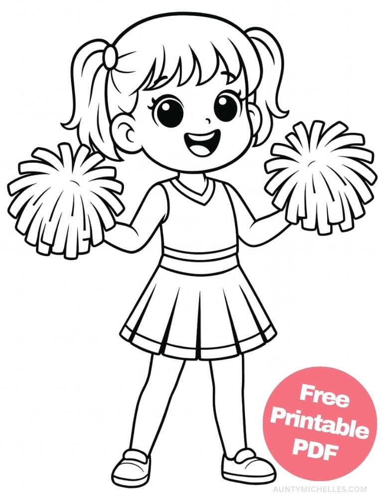 Free Printable Cheerleading Coloring Pages for Kids Cheer Colouring Book Chearleader Printout easy simple