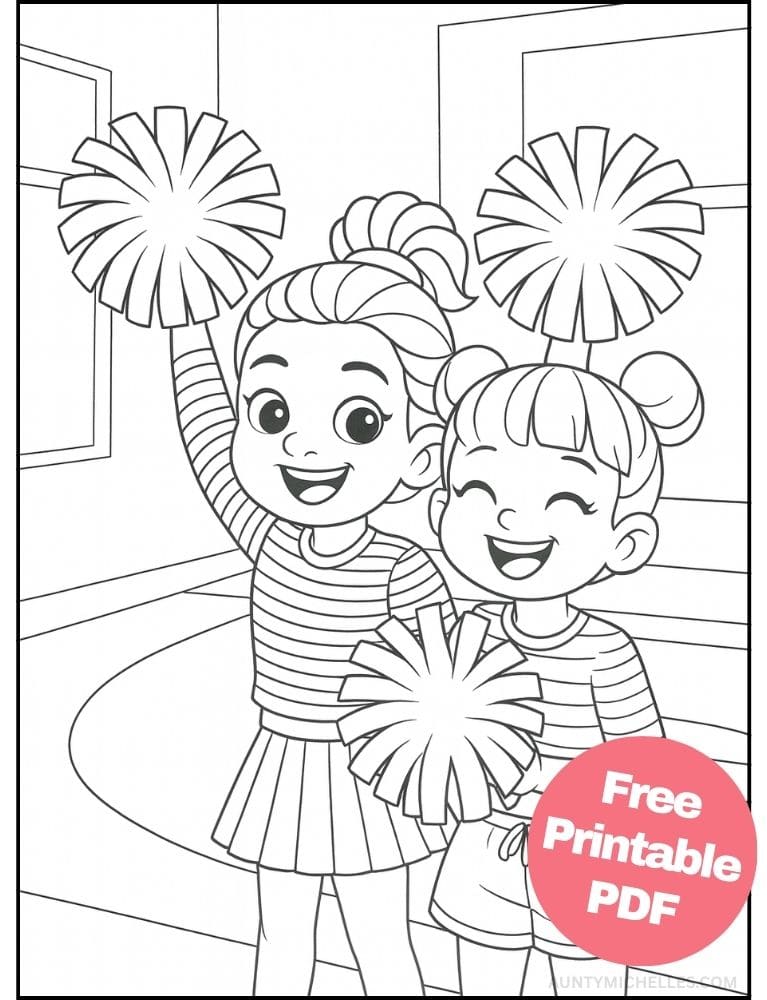 Free Printable Cheerleading Coloring Pages for Kids Cheer Colouring Book Chearleader Printout friends practice