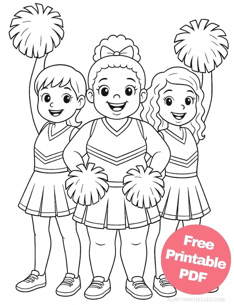 Free Printable Cheerleading Coloring Pages for Kids Cheer Colouring Book Chearleader Printout plus size diverse body positive