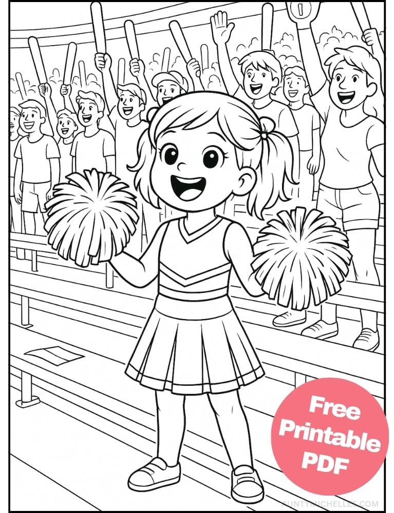 Free Printable Cheerleading Coloring Pages for Kids Cheer Colouring Book Chearleader Printout pompom crowd