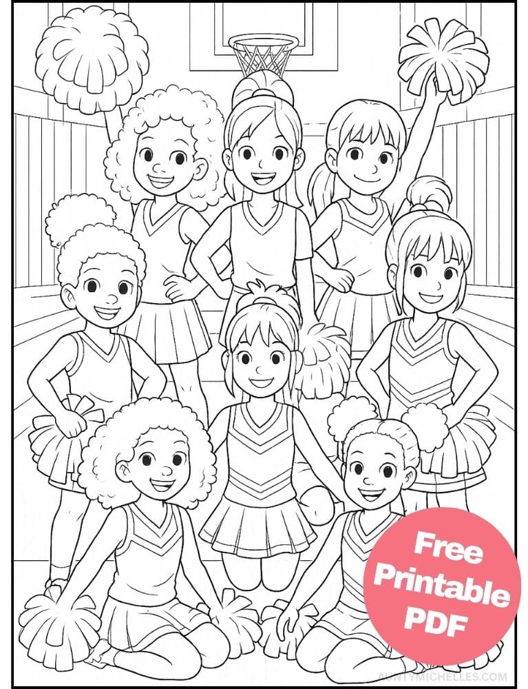 Free Printable Cheerleading Coloring Pages for Kids Cheer Colouring Book Chearleader Printout squad diverse diversity