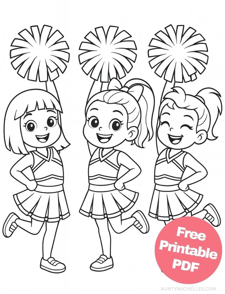 Free Printable Cheerleading Coloring Pages for Kids Cheer Colouring Book Chearleader Printout squad pom pom