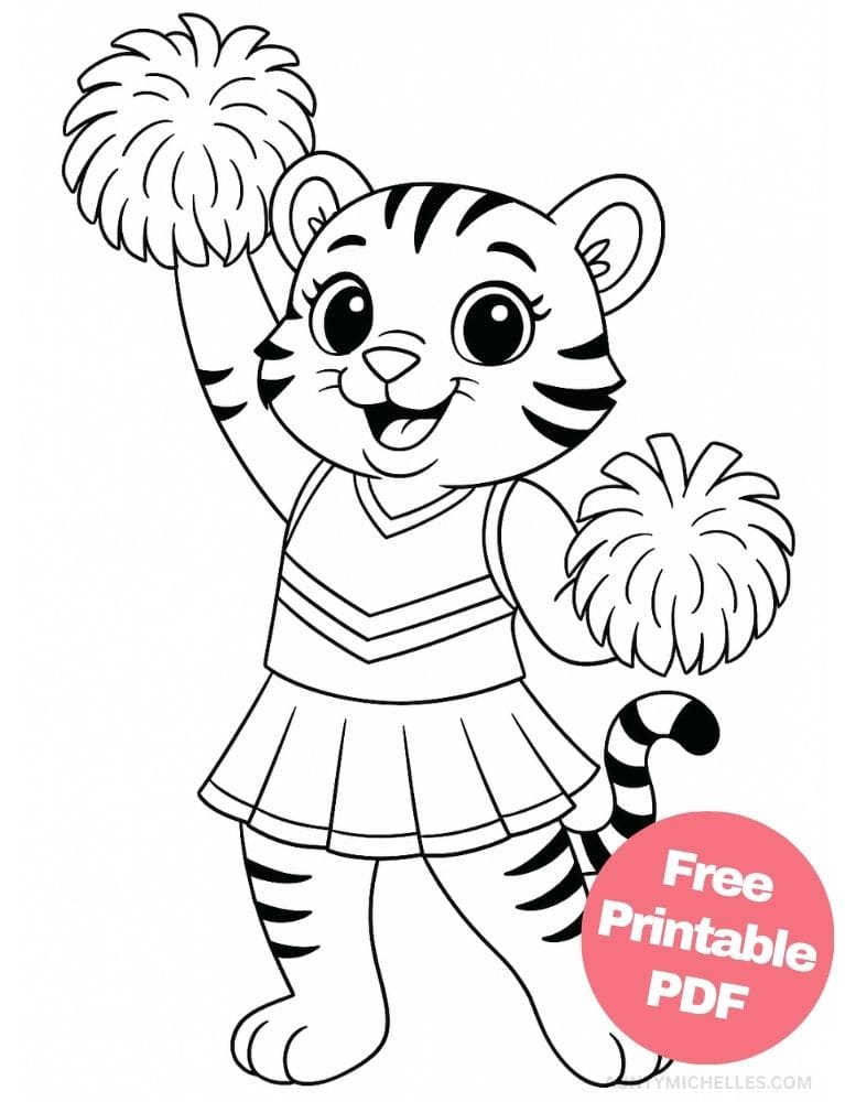 Free Printable Cheerleading Coloring Pages for Kids Cheer Colouring Book Chearleader Printout tigers