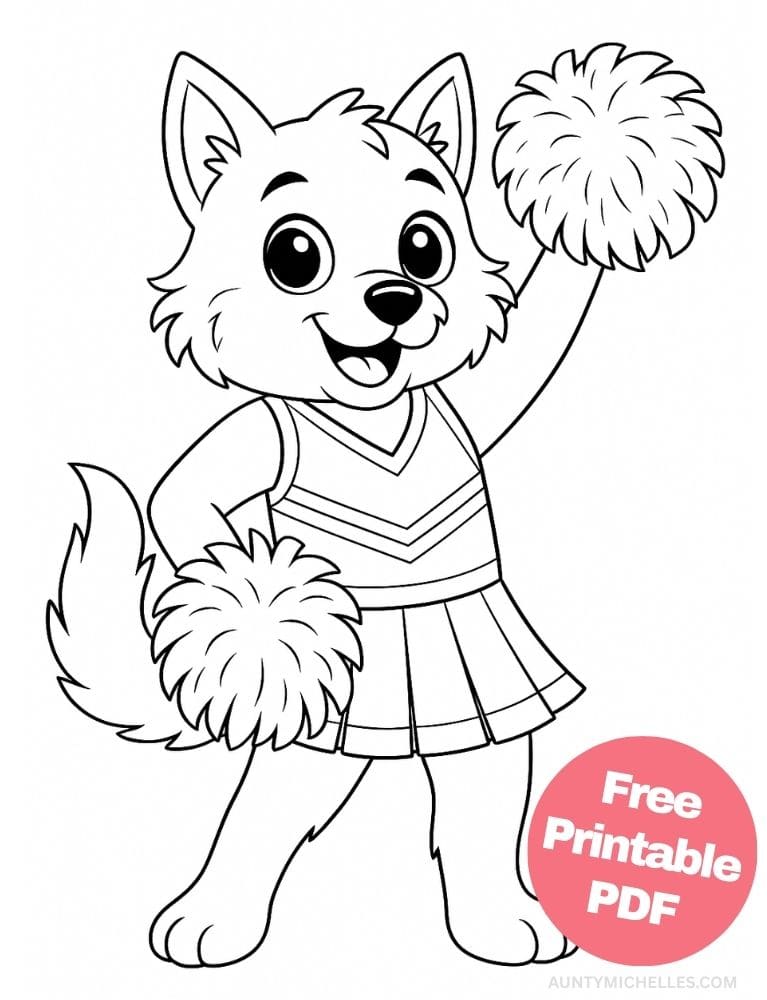 Free Printable Cheerleading Coloring Pages for Kids Cheer Colouring Book Chearleader Printout wolves
