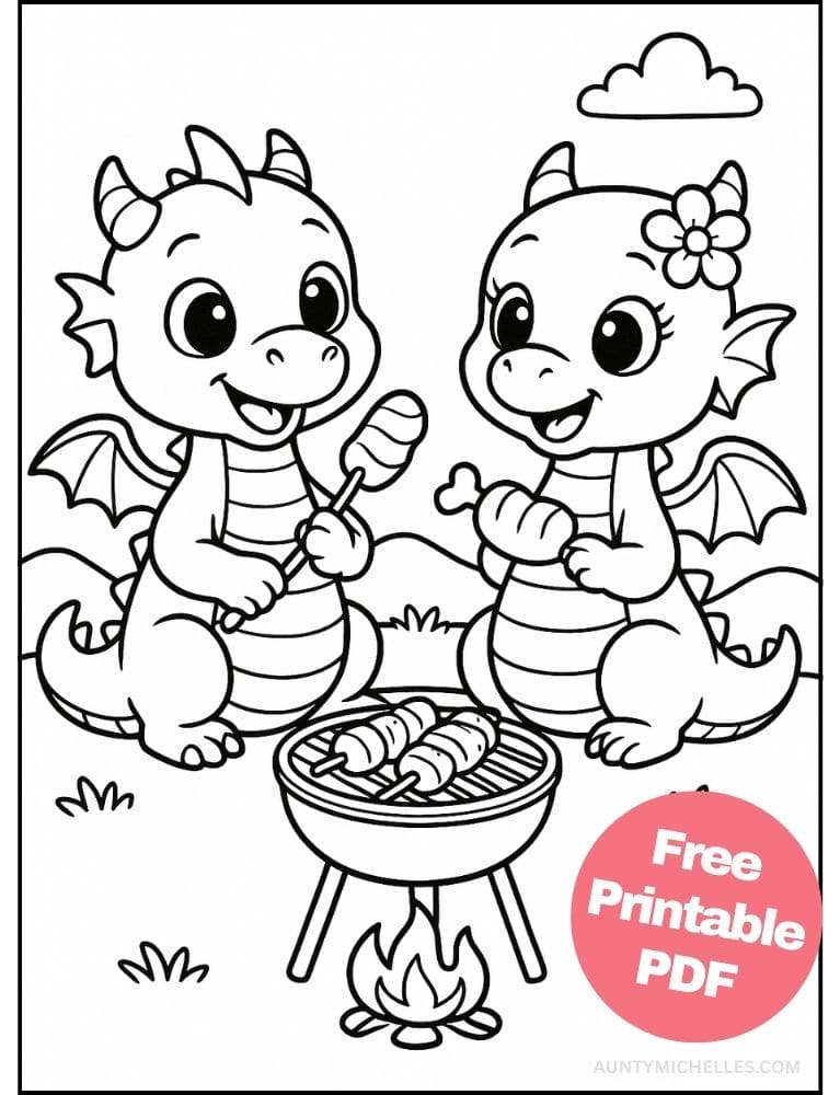 Free Printable Dragon Coloring Pages for Kids Colouring Book Download Medieval Dragons bbq cute funny
