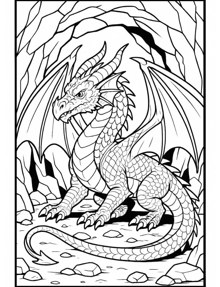 Free Printable Dragon Coloring Pages for Kids Colouring Book Download Medieval Dragons cave realistic scary