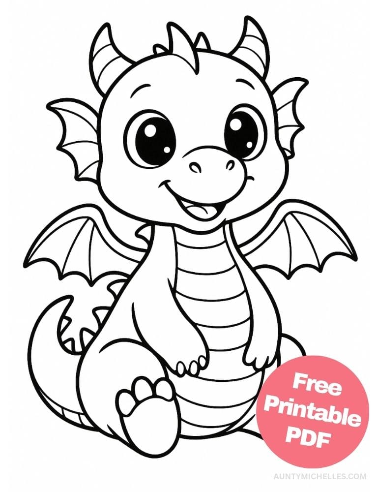 Free Printable Dragon Coloring Pages for Kids Colouring Book Download Medieval Dragons cute simple baby