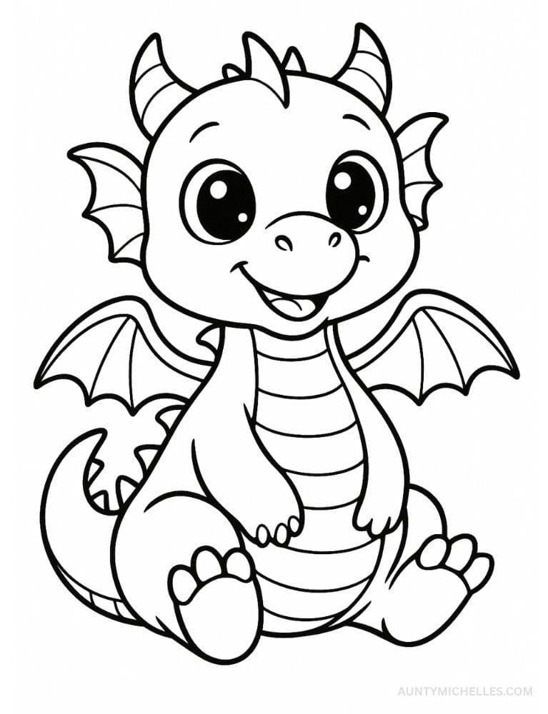 Free Printable Dragon Coloring Pages for Kids Colouring Book Download Medieval Dragons cute simple baby