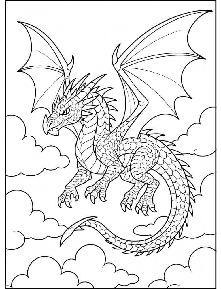 Free Printable Dragon Coloring Pages for Kids Colouring Book Download Medieval Dragons flying wings