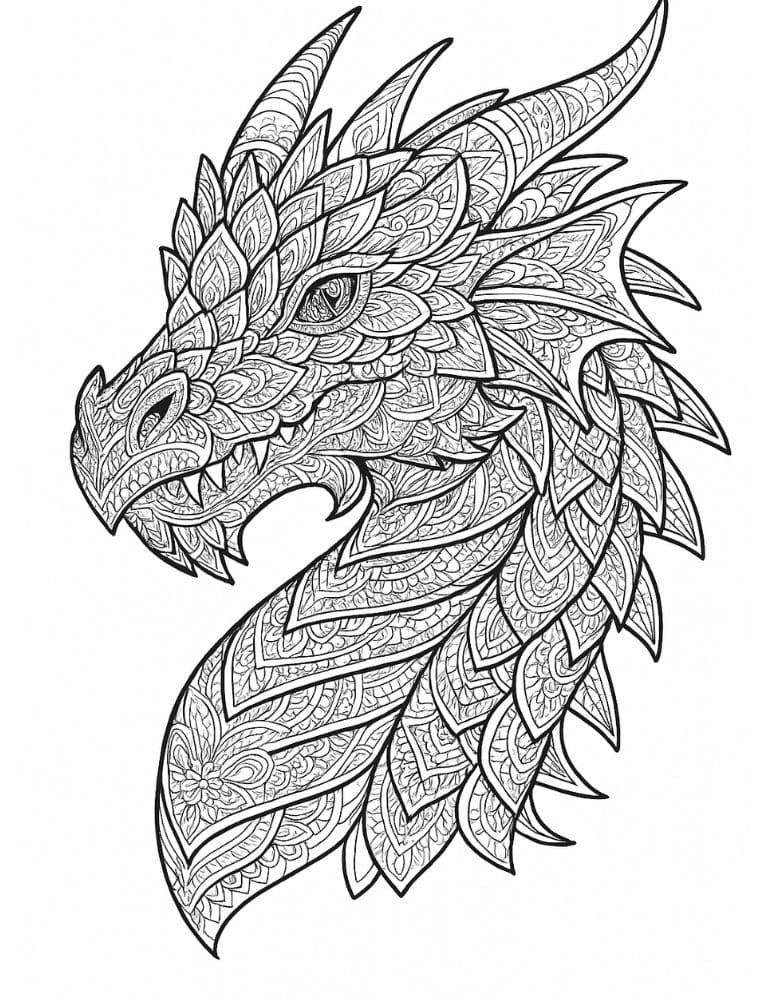 Free Printable Dragon Coloring Pages for Kids Colouring Book Download Medieval Dragons mandala head adult teen