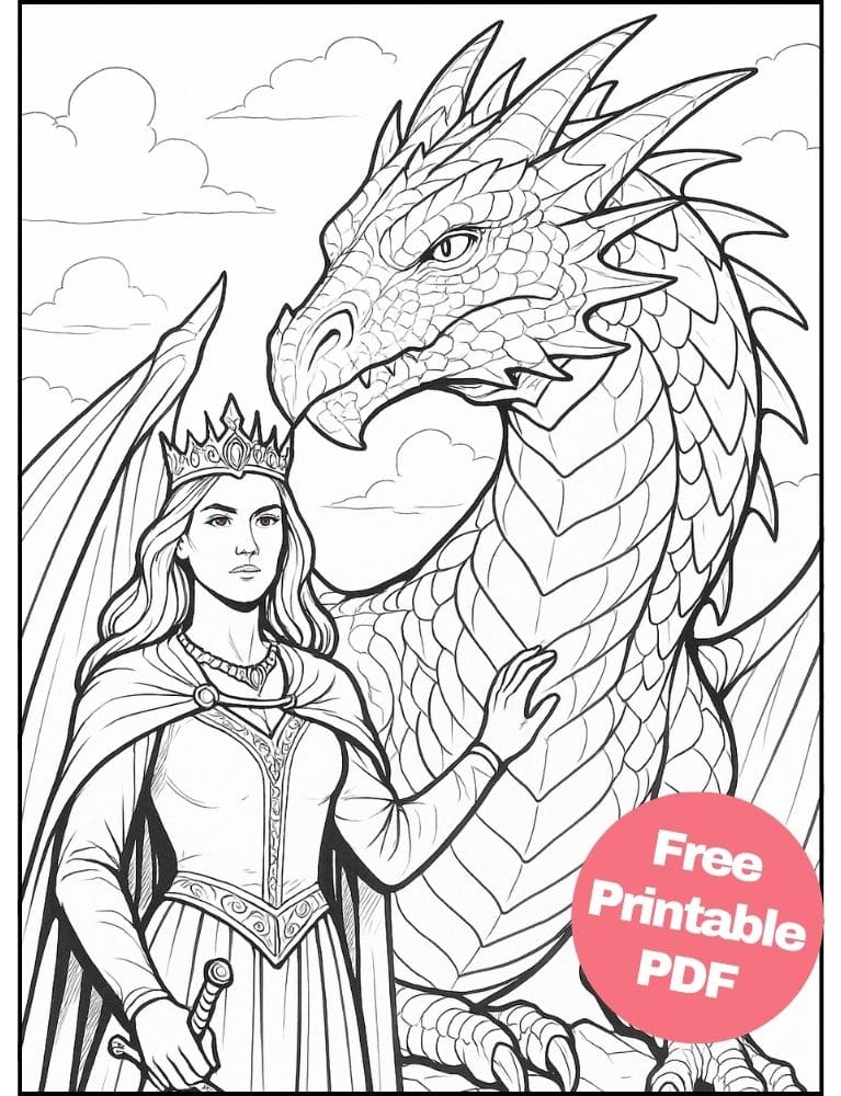 Free Printable Dragon Coloring Pages for Kids Colouring Book Download Medieval Dragons queen mother of dragons
