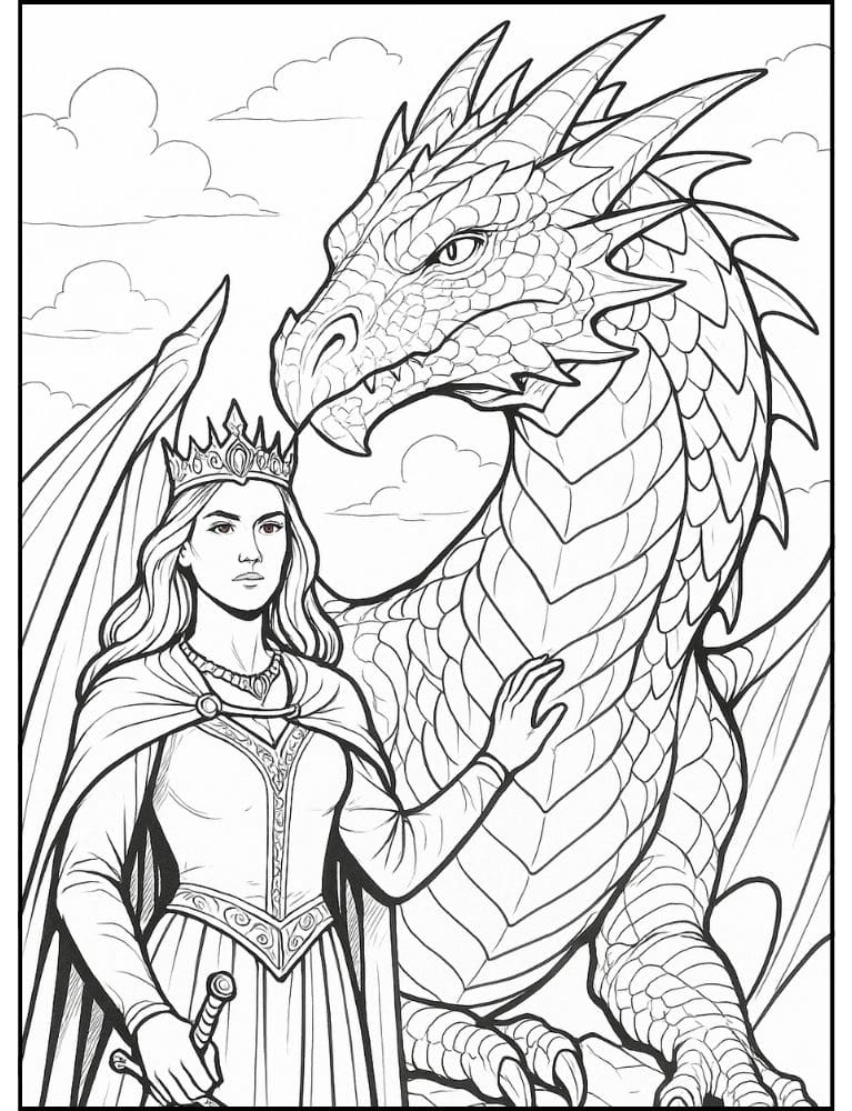 Free Printable Dragon Coloring Pages for Kids Colouring Book Download Medieval Dragons queen mother of dragons