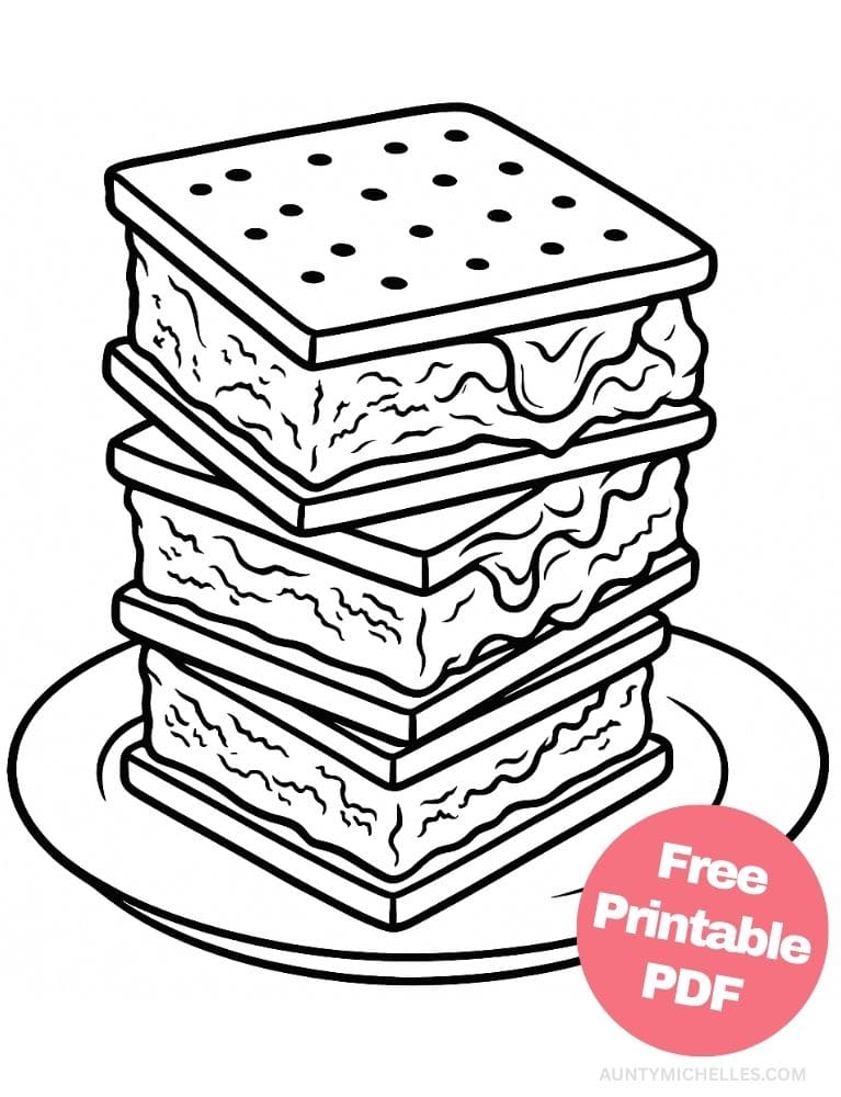 Free Printable Ice Cream Coloring Pages for Kids Summer Colouring Book Printout sandwich