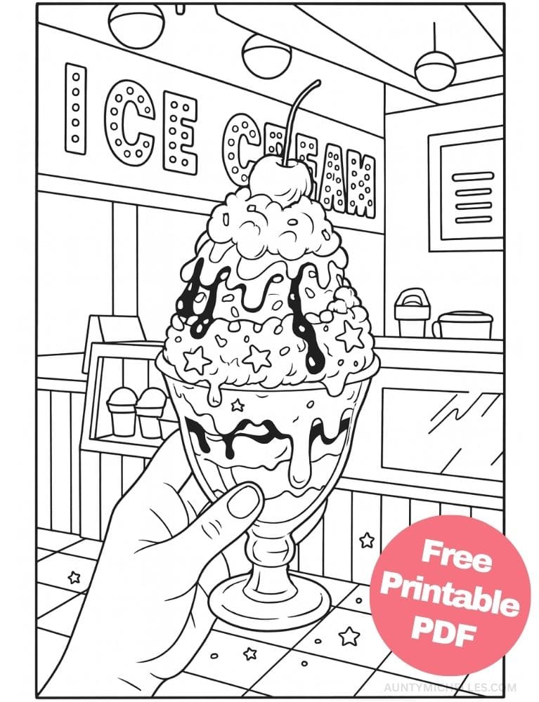 Free Printable Ice Cream Coloring Pages for Kids Summer Colouring Book Printout shoppe parlor