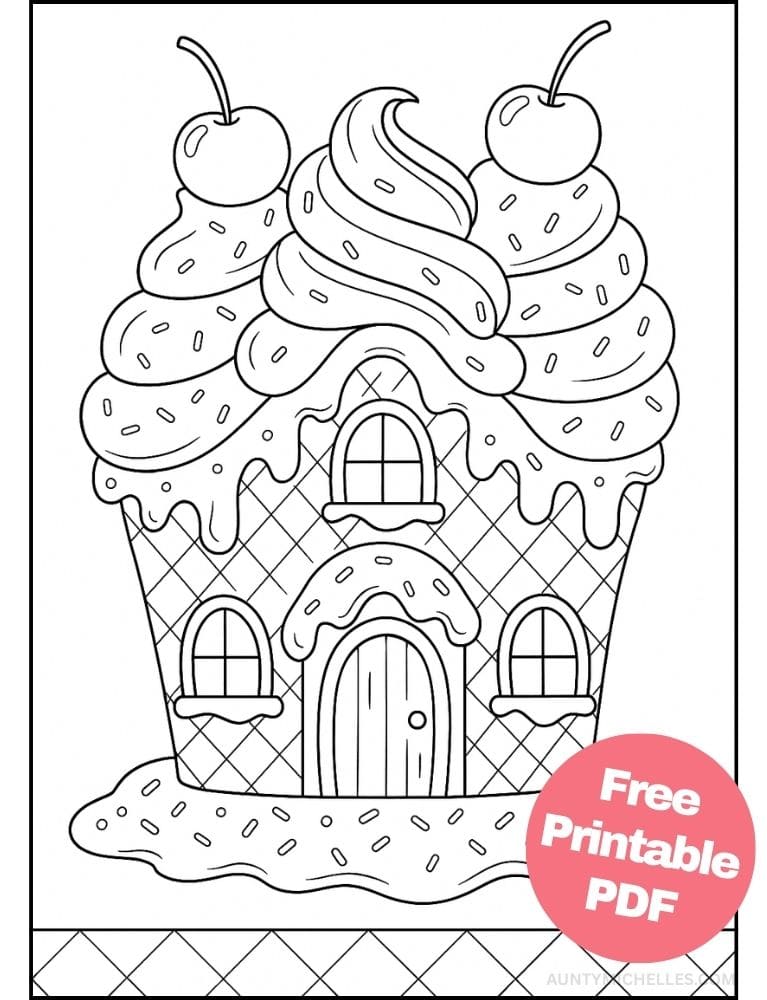 Free Printable Ice Cream Coloring Pages for Kids Summer Colouring Book Printout sundae house