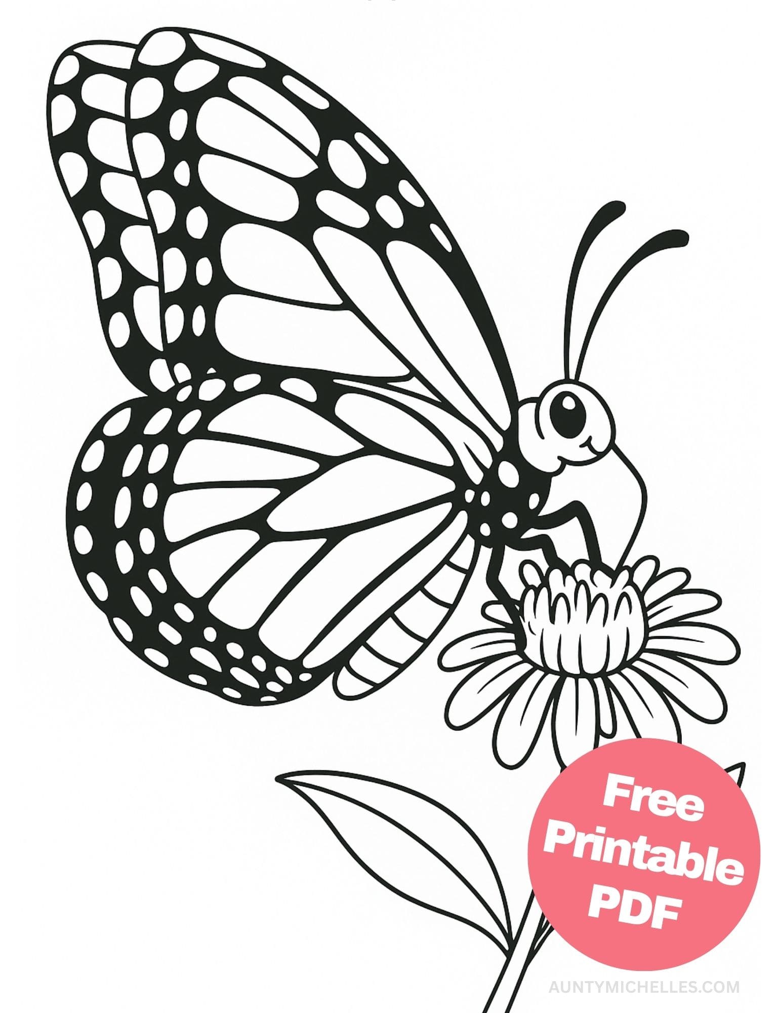 Free Printable Butterfly Coloring Pages for Kids Colouring Book Printout Butterflies Pretty Insect cute monarch cartoon
