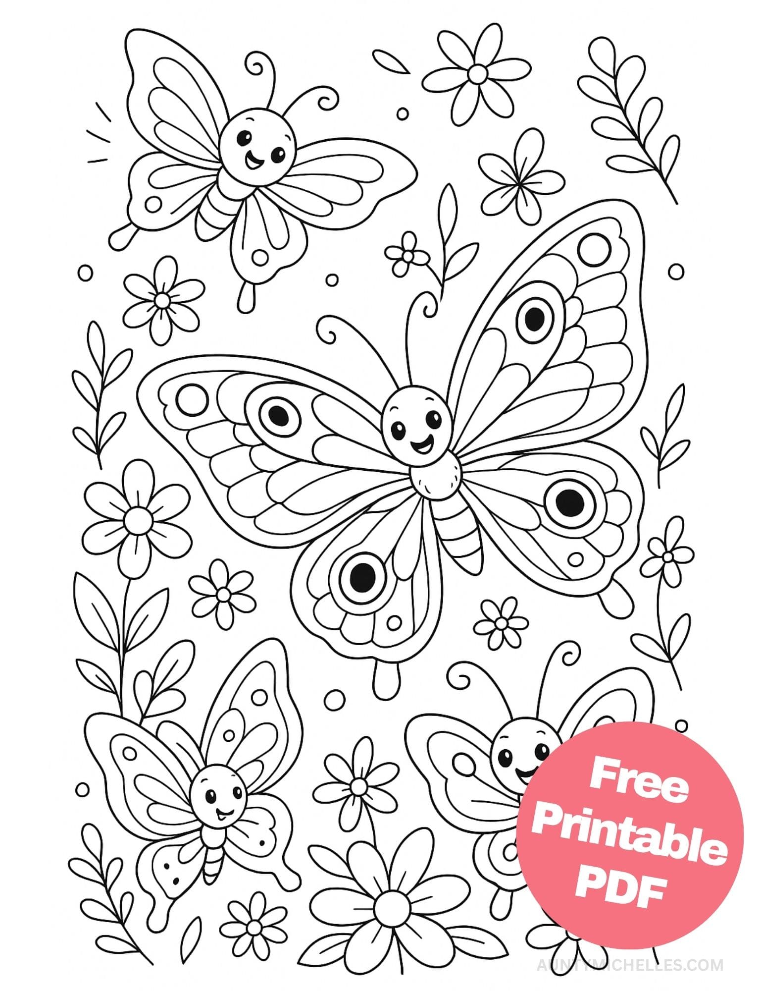 Free Printable Butterfly Coloring Pages for Kids Colouring Book Printout Butterflies Pretty Insect cute playful