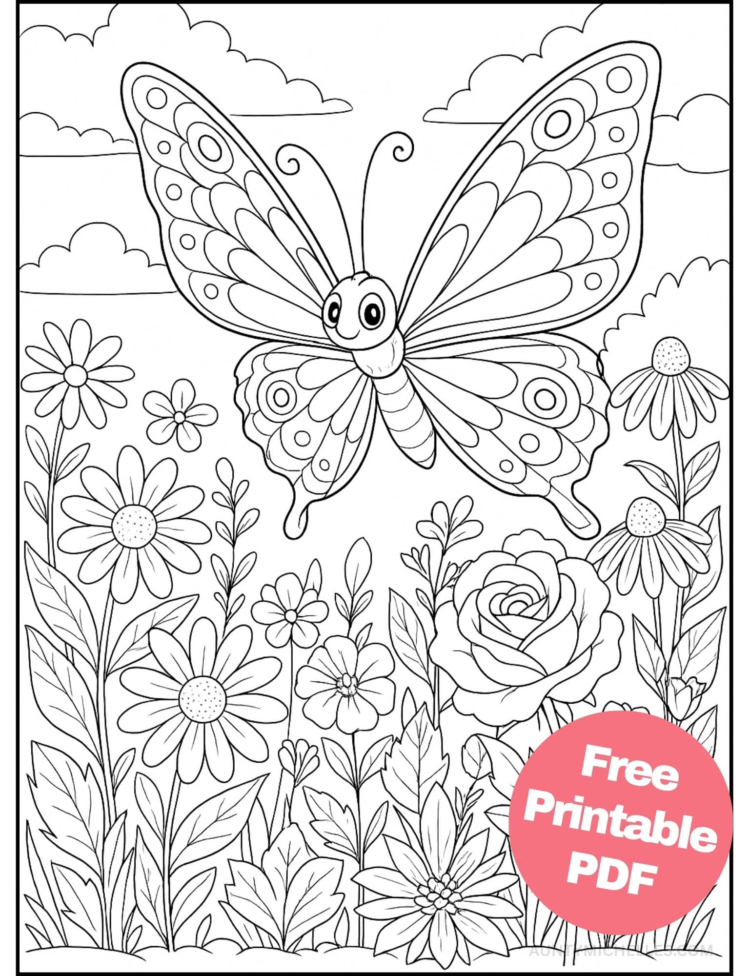 Free Printable Butterfly Coloring Pages for Kids Colouring Book Printout Butterflies Pretty Insect flower garden pretty cute teen