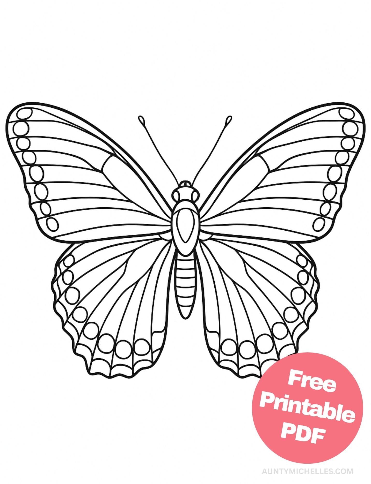 Free Printable Butterfly Coloring Pages for Kids Colouring Book Printout Butterflies Pretty Insect realistic monarch