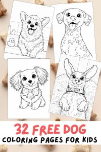 Free Printable Dog Coloring Pages for Kids, Cute Colouring Book, Puppy Printout, Dog Activities for Kids, Pet Coloring Pages, dog breeds, mutts, wheelchair