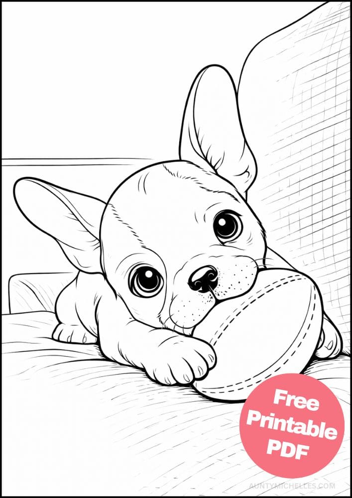 Free Printable Dog Coloring Pages for Kids Cute Colouring Book Puppy Printout baby french bulldog